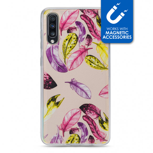 My Style Magneta Case For Samsung Galaxy A70 Beige Feathers
