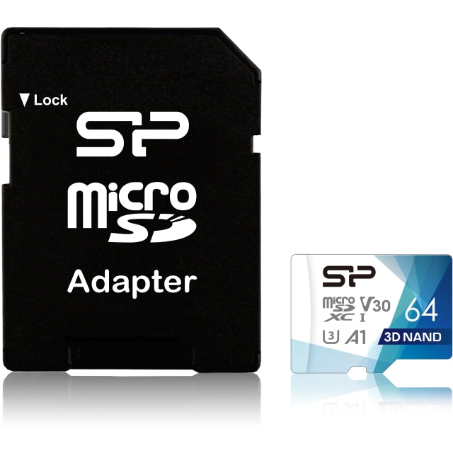 Silicon Power Superior Pro Micro Sdhc Incl. Sd Adapter 64Gb Uhs-1 U3 A1 V30 Class 10 Color